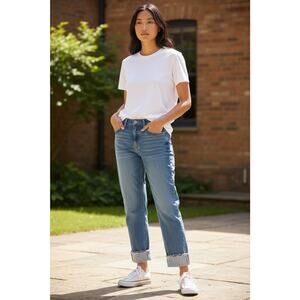 Banana Republic Slouchy Jean Relaxed Girlfriend Size 29/8 Medium Wash Cuffed